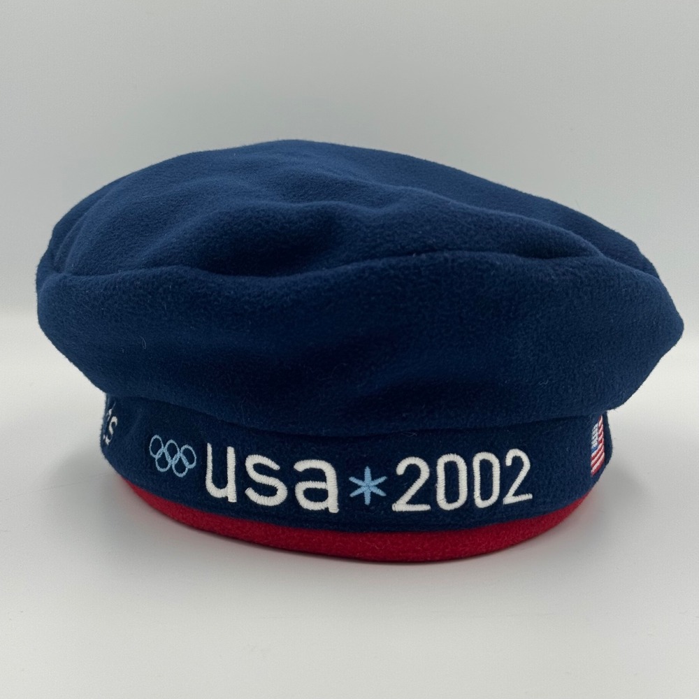Vintage Roots Navy Blue 2002 U.S. Olympic Team Fleece Beret Hat One Size